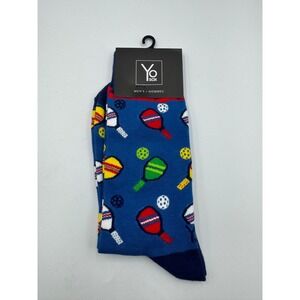 NWT Yo Sox Crew Socks Men's 7-12 Blue Multi Pickleball Winter Cozy Comfort